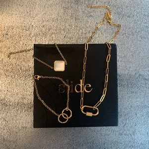 Slide Gold Plated Jewelry Bundle (2 bracelets, 1 necklace)
